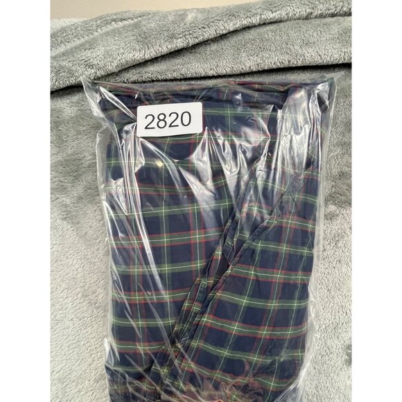 90s Tommy Hilfiger Men Medium Navy Green/Red Lion Crest Plaid Button-Down Shirt - Picture 11 of 11